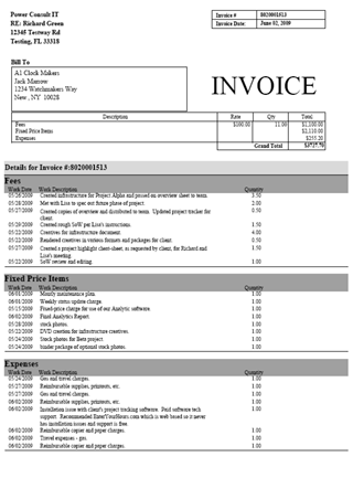 One-Page Invoice With Logo and Dollars Hidden Sample