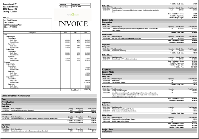One-Page Invoice with Four Groups