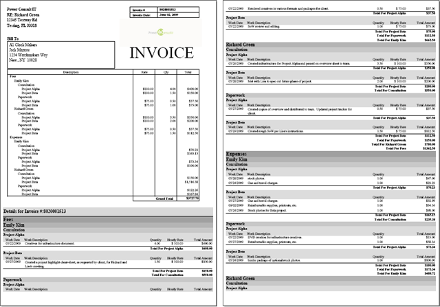 Different One-Page Invoice with Four Groups