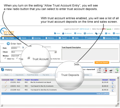 Trust Account Deposit