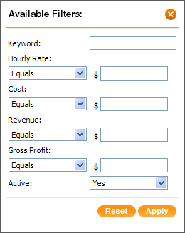 EnterYourHours.com Worker Filter Form