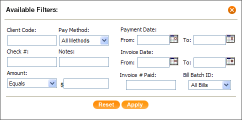 paymentlist filter form