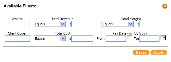 payroll batch history filter form