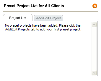 preset projects popup form
