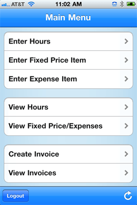 Iphone App Main Menu
