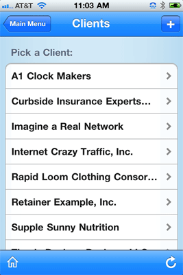 Iphone Client Selection Screen