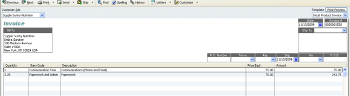 Quickbooks Project Based Invoice