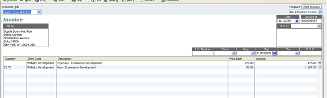 Quickbooks Project Based Invoice